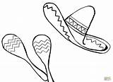 Coloring Pages Sombrero Mexican Hat Maracas Printable Color Chili Food Drawing Mayo Cinco Clipart Pepper Vector Cute Getdrawings Getcolorings Santa sketch template