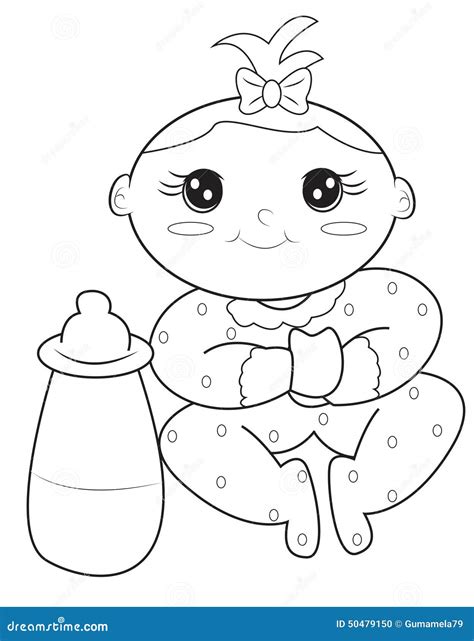 baby girl coloring page stock illustration image