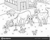 Rural Animals Colorir Paisagem Animais Shutterstock Anti Fazenda sketch template
