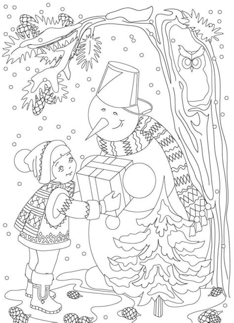 girl  snowman coloring page  printable coloring pages