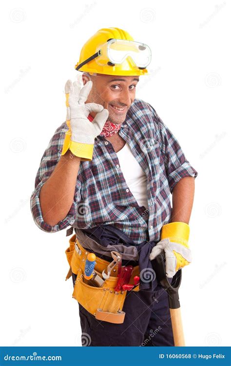 happy construction worker stock photo image  expression