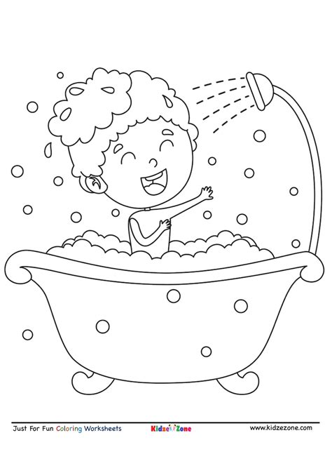 bathing kid  fun coloring page kidzezone