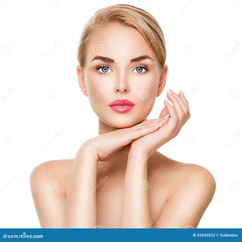 beauty spa young woman portrait stock photo image  healthy hands