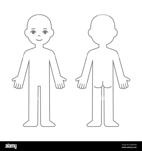 cartoon child body chart front   view blank unisex body