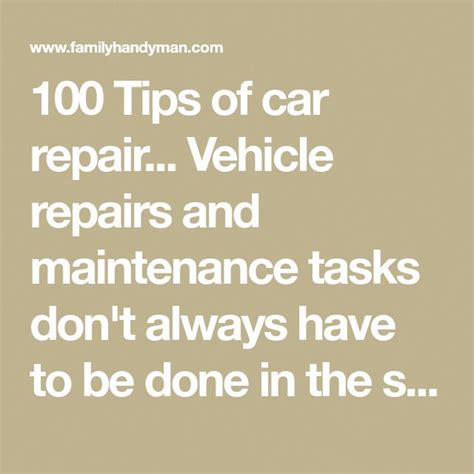 tips  car repair vehicle repairs  maintenance tasks dont