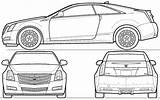 Cadillac Cts Coupe Blueprints Car 2010 Coloring Pages Getoutlines Cars Outlines Drawings Print sketch template