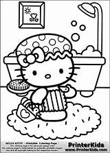 Kitty Hello Coloring Bubbles Bathtub Preview Large Bath sketch template