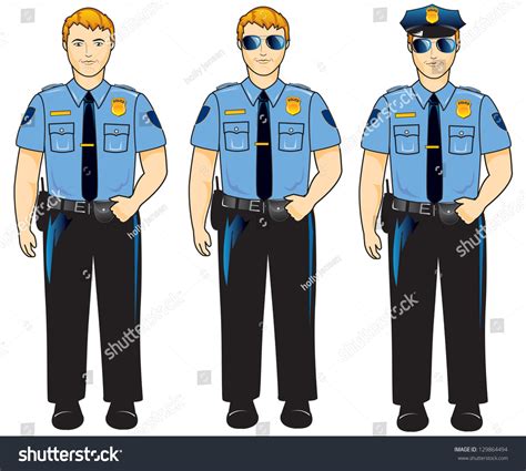 caucasian policeman light blue uniform sunglasses stock
