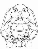 Easter Coloring Bunny Egg Chicks Eggs Pages Basket Printable Drawing Tiny Themed Holiday Printables sketch template