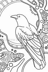 Crow Clockwork Lineart sketch template