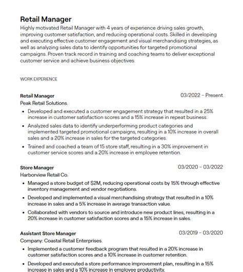 retail manager resume examples  guidance