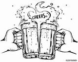 Cheers Vector Beer Mugs Drinks Two Foam Holding Hands Lot Getdrawings Forming Shape Heart Vectors sketch template