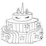 Cake Coloring Unicorn Pages Activity sketch template