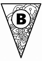 Pennant Bulletin Letters Banner Coloring Pattern Set Board sketch template