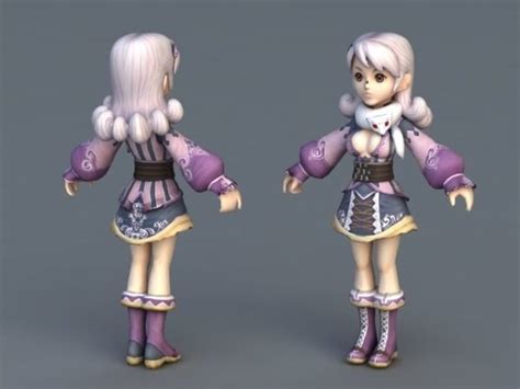 chibi anime girl free 3d model max obj open3dmodel