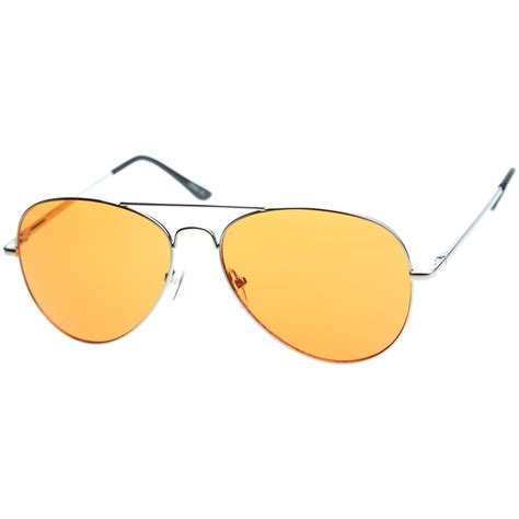 Retro Metal Aviator Color Lens Aviator Sunglasses Zerouv
