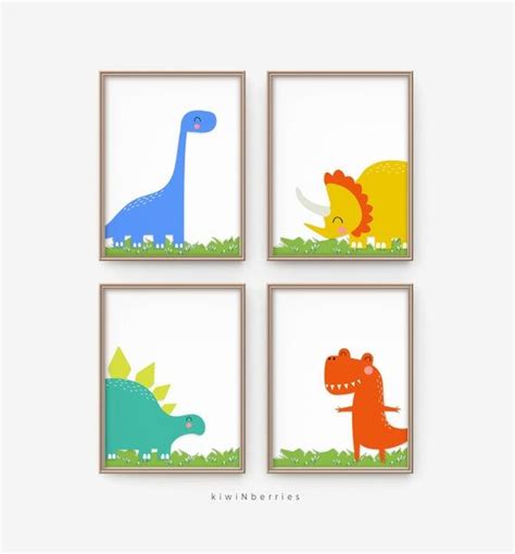kids printable dinosaurs dinosaur prints colorful printables etsy