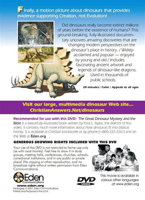 the great dinosaur mystery film dvd christiananswers