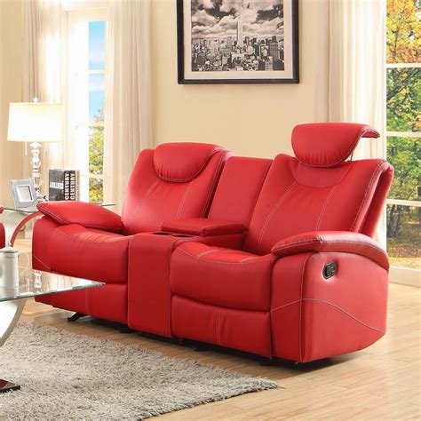 top seller reclining  recliner sofa loveseat red leather dual