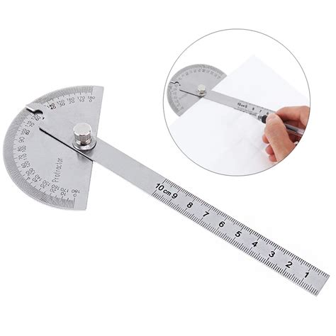 mm stainless steel protractor  scale  fixing screw  angle  length measuring