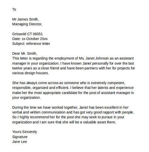 sample reference letter templates   ms word pages