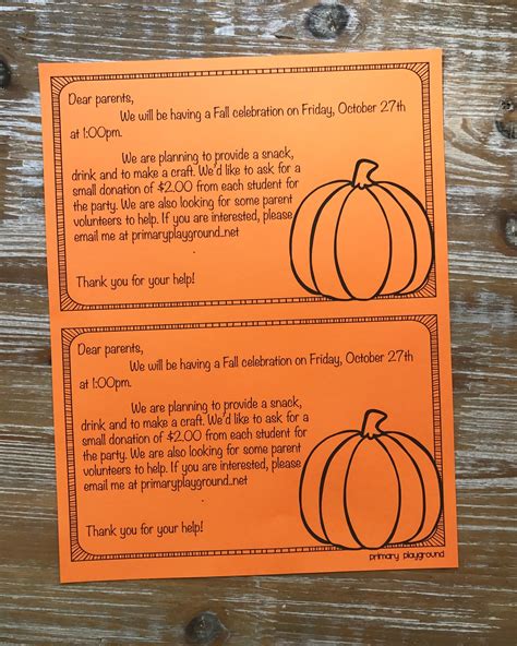 Fall Class Party Ideas Note Home Classroom Halloween