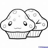 Draw Muffins Muffin Drawing Cute Step Paintingvalley Drawings Hellokids Food sketch template