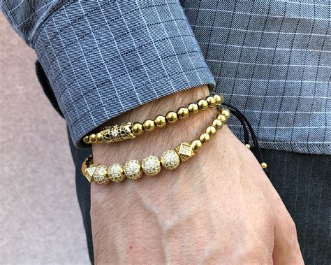 luxury  gold filled bracelet set  men gold zircon bracelet
