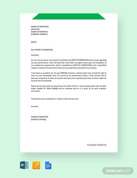 early probation termination letter lettering word  letter