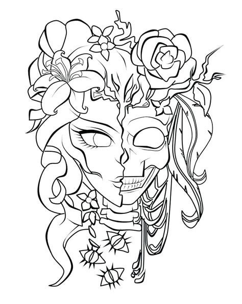skull  rose coloring pages  getdrawings