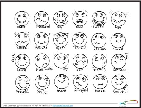 feeling faces printable coloring sheet feelings chart feelings faces