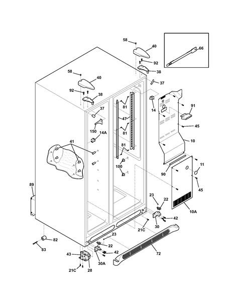 cabinet diagram parts list  model frshasb frigidaire parts refrigerator parts