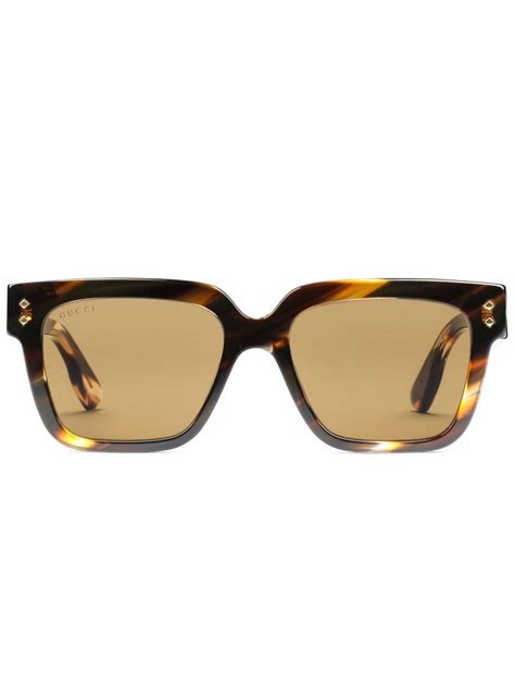 gucci eyewear rectangular frame tortoiseshell sunglasses farfetch