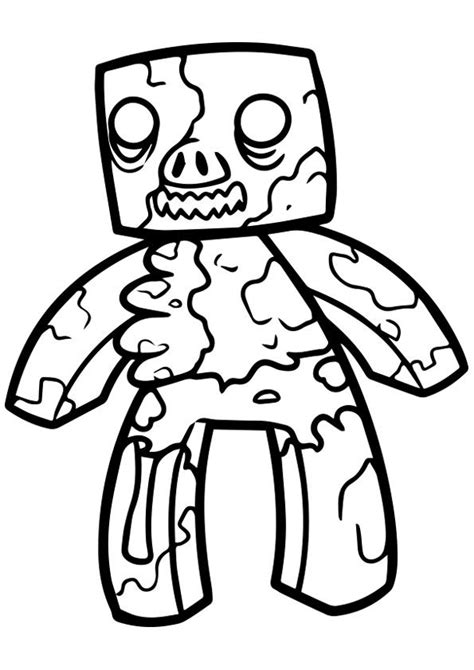printable zombie pigman coloring picture assignment sheets