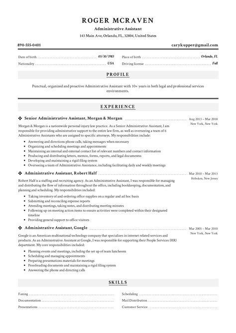 Free Administrative Assistant Resume Sample Template