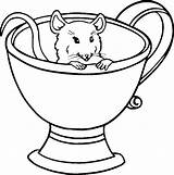 Coloring Mouse Pages Teacup Printable Animal sketch template