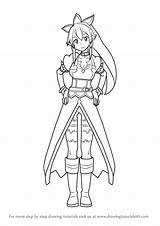 Sword Online Leafa Draw Drawing Step Anime Manga sketch template