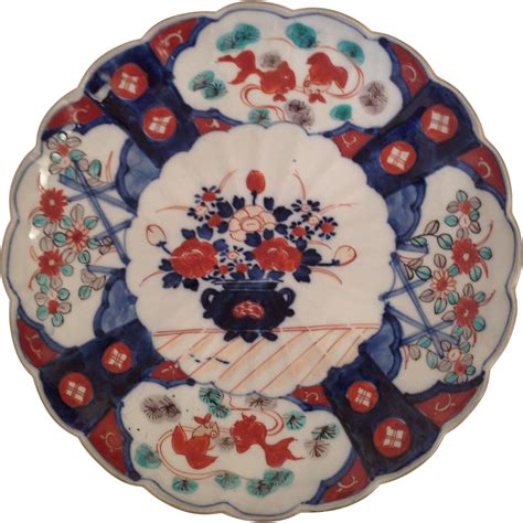 beautiful japanese imari scalloped edge plate c 1880 from