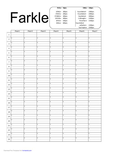 farkle score sheet   templates   word excel