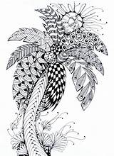 Coloring Summer Pages Adult Tree Printable Palm Adults Color Coloriage Trees Mandala Books Drawing Zentangle Online Colouring Palmier Print Patterns sketch template