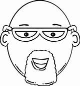Clip Man Bald Beard Glasses Face Vector sketch template