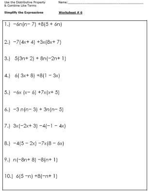 algebra worksheets  simplifying  equation algebra worksheets