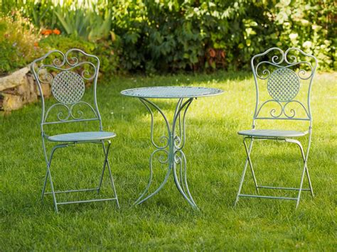 garden furniture set table  chairs green antique style iron