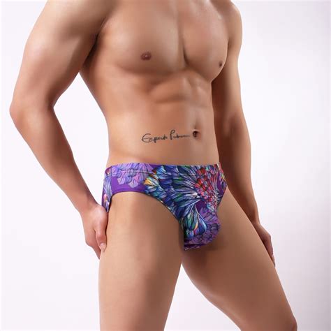 Briefs Men Underwear Print Sexy Lingerie Silk Seamless Slip Men S