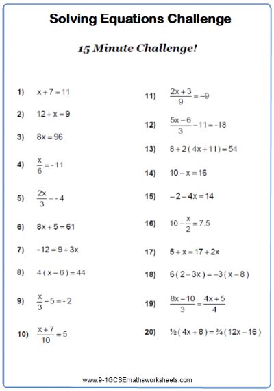 solving linear equations worksheet  worksheet spreadsheet
