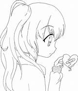 Anime Coloring Sad Pages Girl Getcolorings Printable Lonely Color sketch template