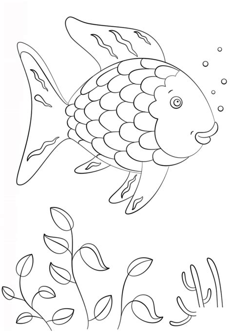 rainbow fish swimming coloring page  printable coloring pages