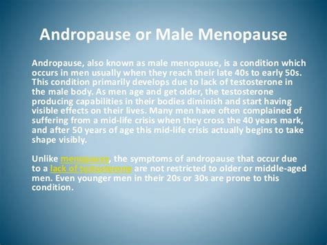 andropause or male menopause