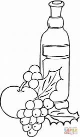 Uvas Vinho Wein Grape Winogrona Trauben Kolorowanka Przetwory Sok Kleurplaat Butelka Soku Wijnfles Grapes Obrazek sketch template