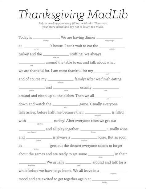 thanksgiving mad libs printable   images  mad libs